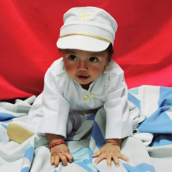 Traje de Bautizo para Niño Marinero Blanco – Conjunto Completo - Imagen 2