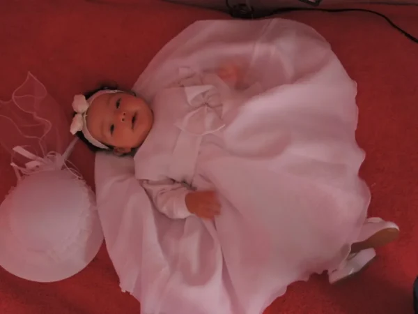Vestido de Bautizo Sara para Niña en Algodón Corrugado - Imagen 5