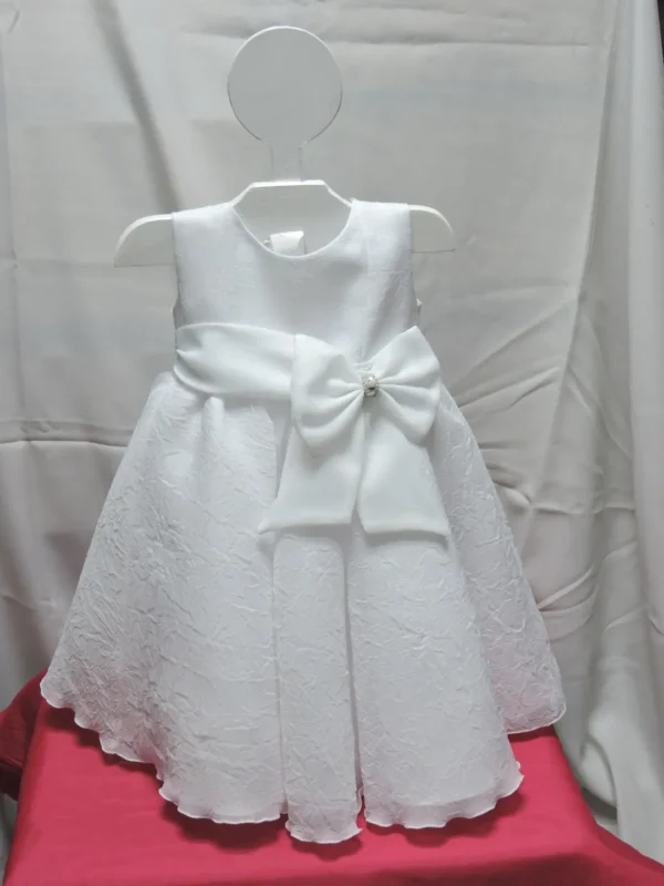 Vestido de Bautizo Sara para Niña en Algodón Corrugado - Imagen 2