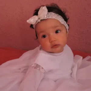 Vestido de Bautizo Sara para Niña en Algodón Corrugado