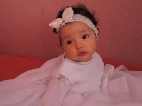 Vestido de Bautizo Sara para Niña en Algodón Corrugado