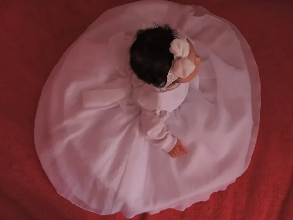 Vestido de Bautizo Sara para Niña en Algodón Corrugado - Imagen 6