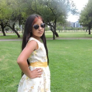 Vestido Casual de Niña en Seda Estampada Floral
