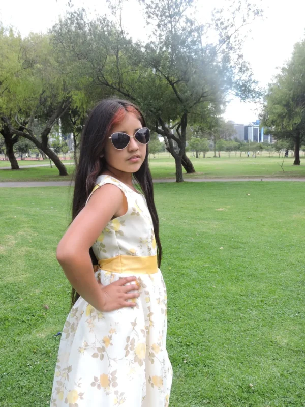 Vestido Casual de Niña en Seda Estampada Floral